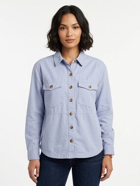 Women’s Hemp Blend Overshirt Shacket Light Blue Size S